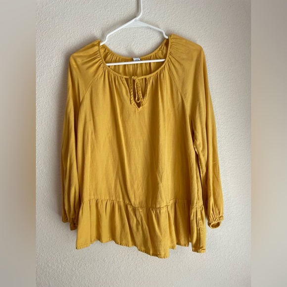 Old Navy Mustard Yellow Bohemian Women's Blouse size L - Picture 6 of 6